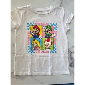 Super Mario brothers t-shirt Princess Peach Luigi collage top girls small youth